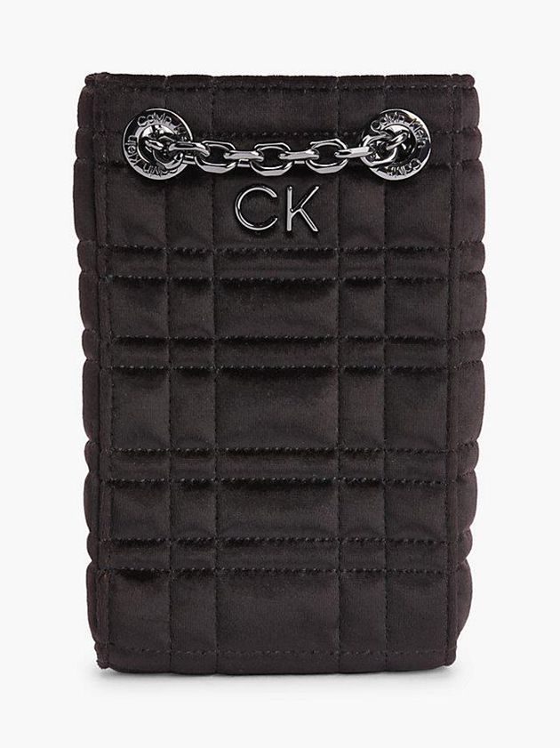 Calvin Klein USA Recycled Velvet Phone Womens Bag Black 1906238-WJ